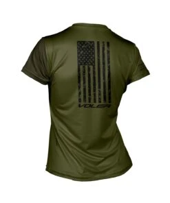 W. ENDURANCE AIR TEE - NEVER QUIT -Voler 2025 0029 ARMWomens Distressed Flag Endurance Air Tee Back